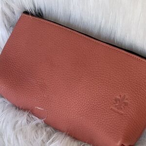 Vera Pelle made in Italy pink pebbled leather makeup bag